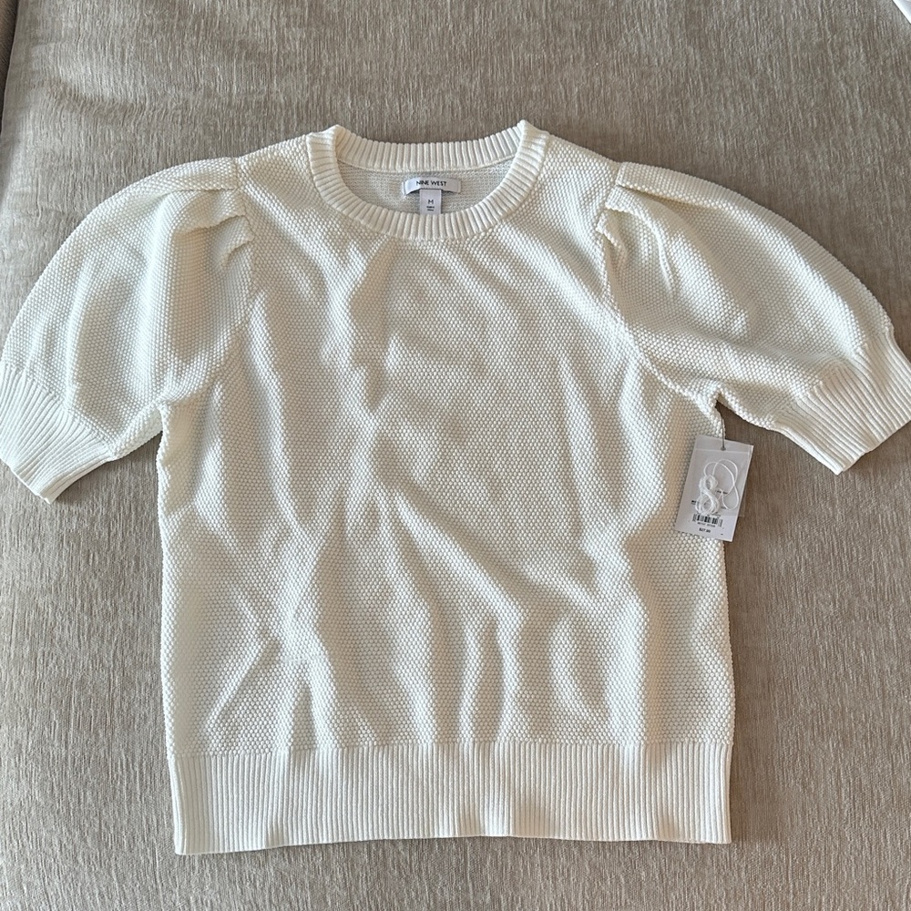 Nine West Cream Short Sleeve Sweater